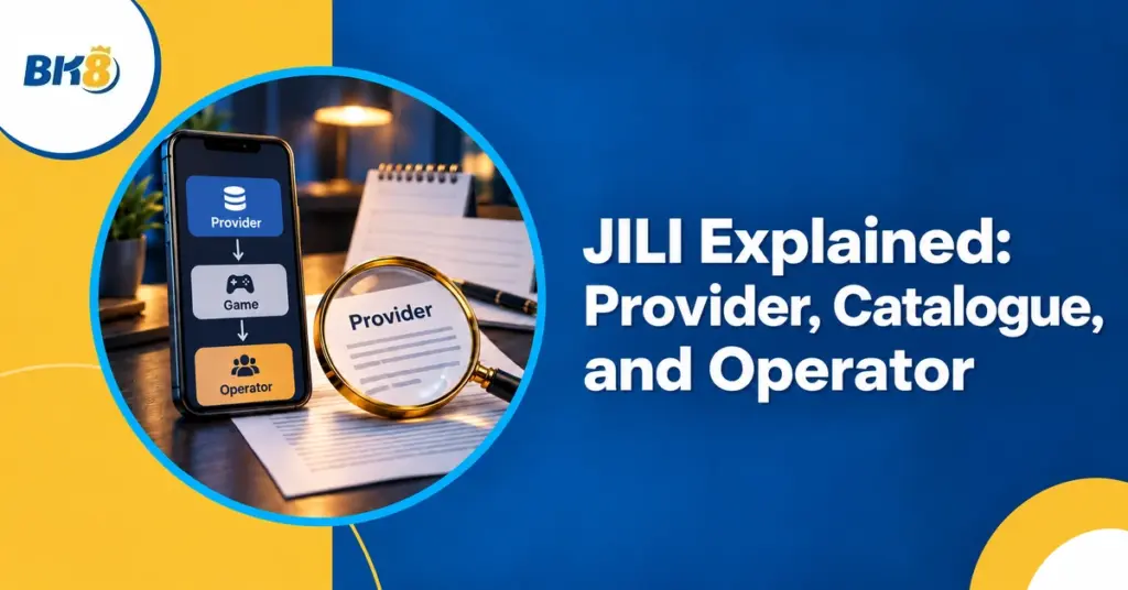 Provider, game, and operator diagram displayed on a smartphone